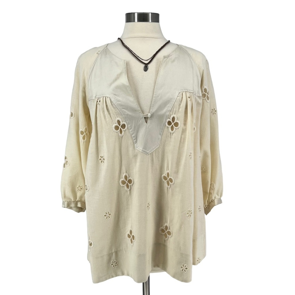 REBECCA TAYLOR Luxe Cotton-Blend Boho Blouse 8